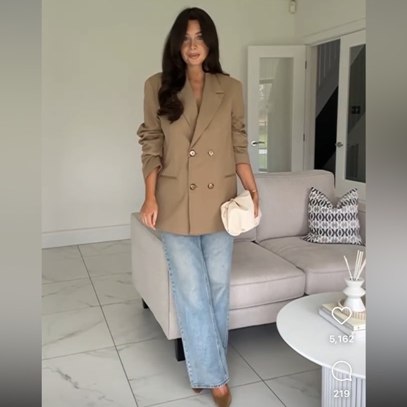 Zara Oversized Blazer Coat Taupe Brown Tan Camel Neutral double breast XS NWT - Picture 7 of 16